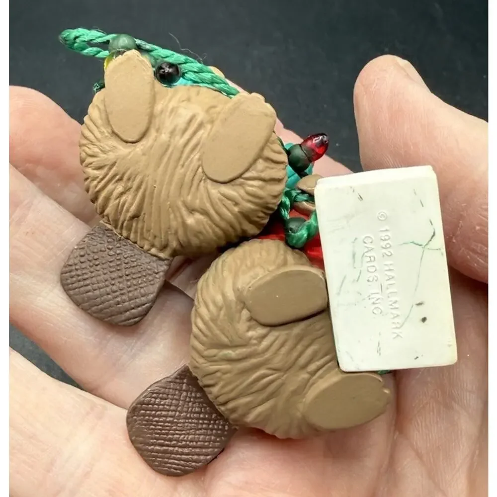 1992 Hallmark Cards Mom & Dad Little Beaver Cute Christmas Ornament LO17